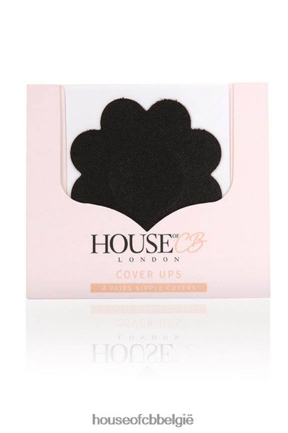 set van 4 zwarte tepelcovers in de vorm van een bloem House of CB X0JL681321 kleding