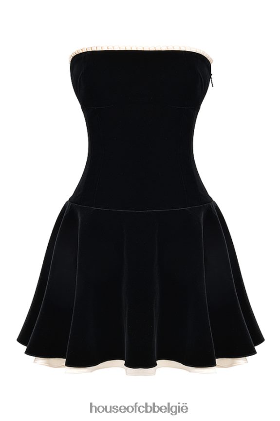 Marilla zwarte fluwelen strapless jurk House of CB X0JL68123 kleding