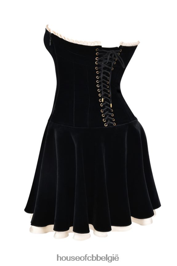 Marilla zwarte fluwelen strapless jurk House of CB X0JL68123 kleding