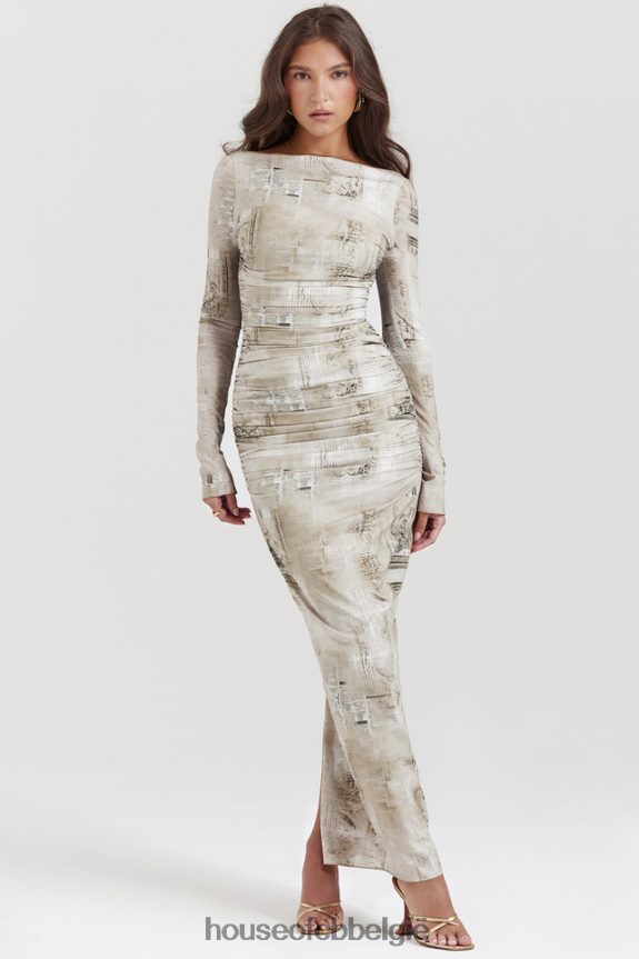 Lanetta maxi-jurk met bleke salieprint House of CB X0JL68152 kleding