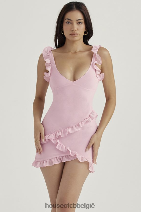Tania roze kwarts mini-jurk met ruches House of CB X0JL68411 kleding