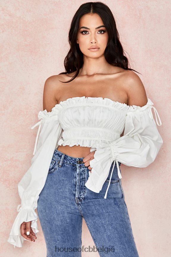 Tula witte off-shoulder top met ruches House of CB X0JL68808 kleding