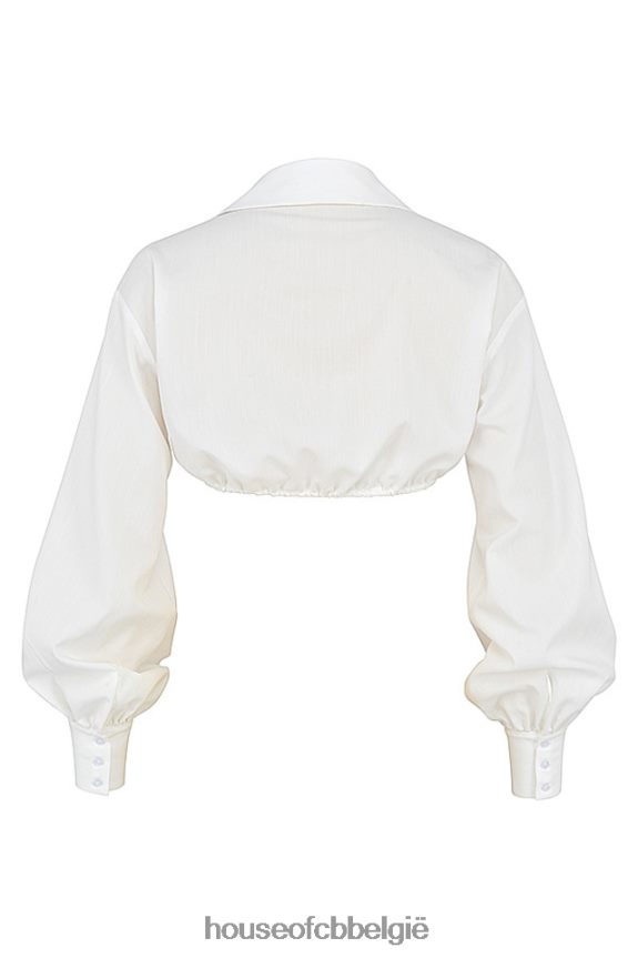 Mistress Rocks verlanglijst Wit cropped shirt met ballonmouwen en bralette House of CB X0JL68739 kleding